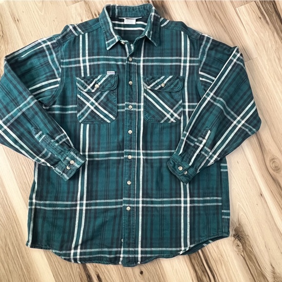 Carhartt Rugged Outdoor Wear Heavy Plaid Button Down Long Sleeve Shirt Size XL - Picture 3 of 9